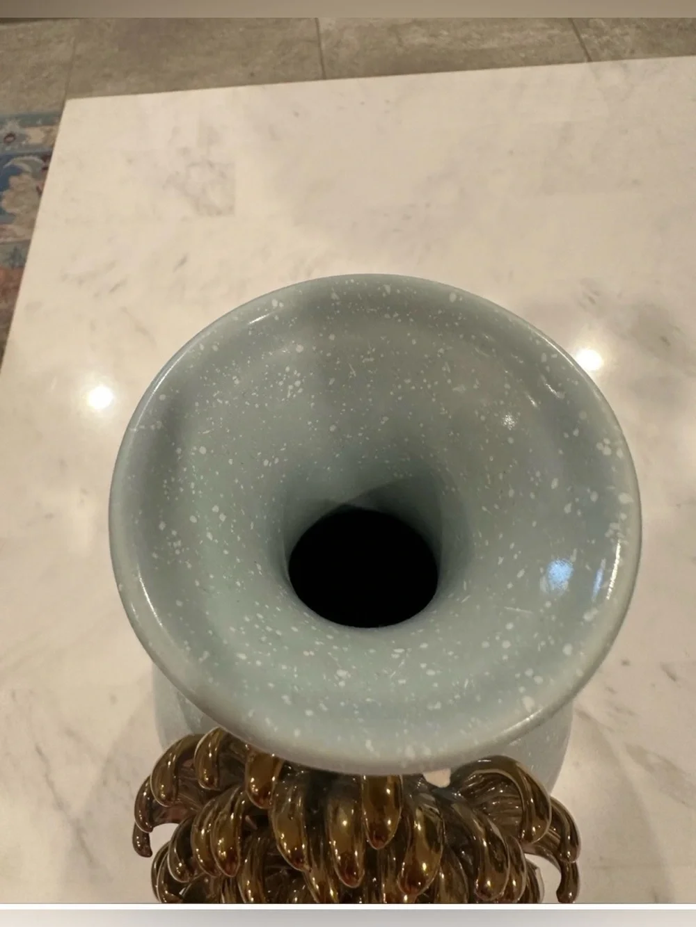 Anthropologie 3D Gold Chrysanthemum Flower Ceramic Bloom Vase DEFECTIVE